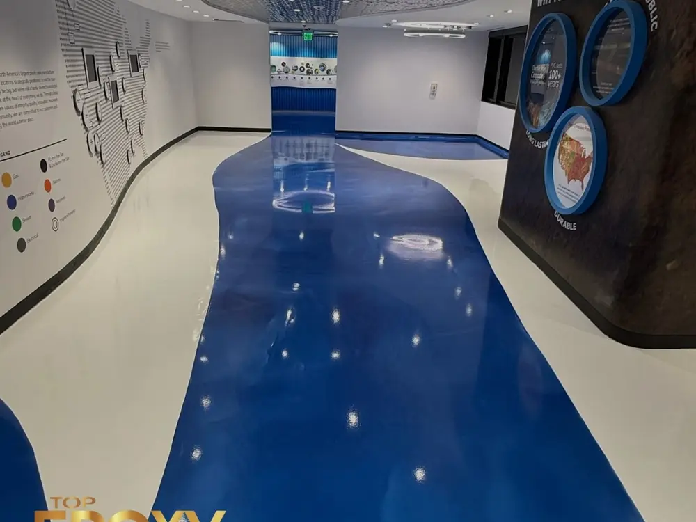 Commercial epoxy Custom color epoxy floor for a storefront near Old Town Newhall