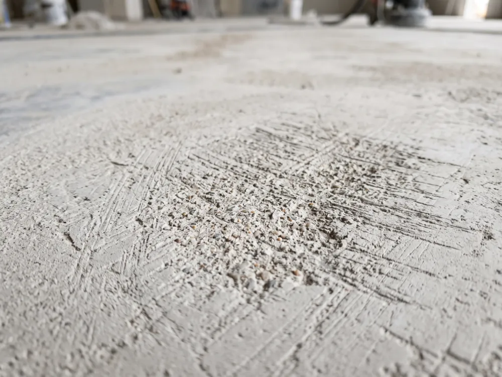 Freshly diamond-ground concrete showing an open textured bonding profile