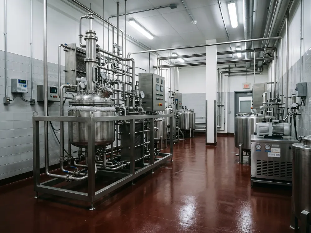 Extraction processing room with a Novolac epoxy floor and coved edges