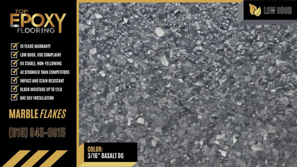 Marble flake epoxy floor colour 3/16" Basalt DG - Top Epoxy Flooring