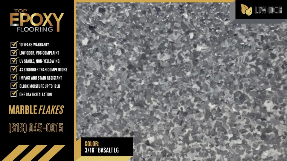 Marble flake epoxy floor colour 3/16" Basalt LG - Top Epoxy Flooring