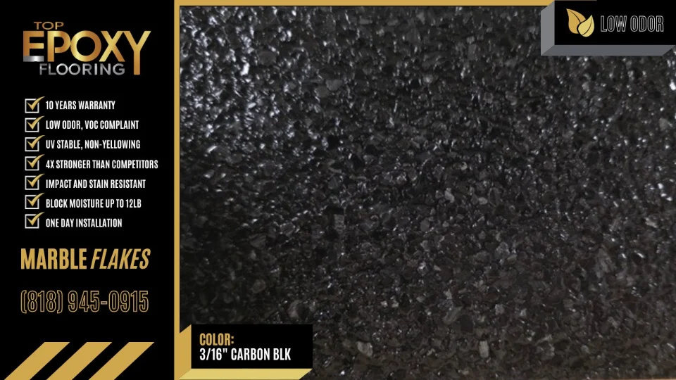 Marble flake epoxy floor colour 3/16" Carbon Black - Top Epoxy Flooring