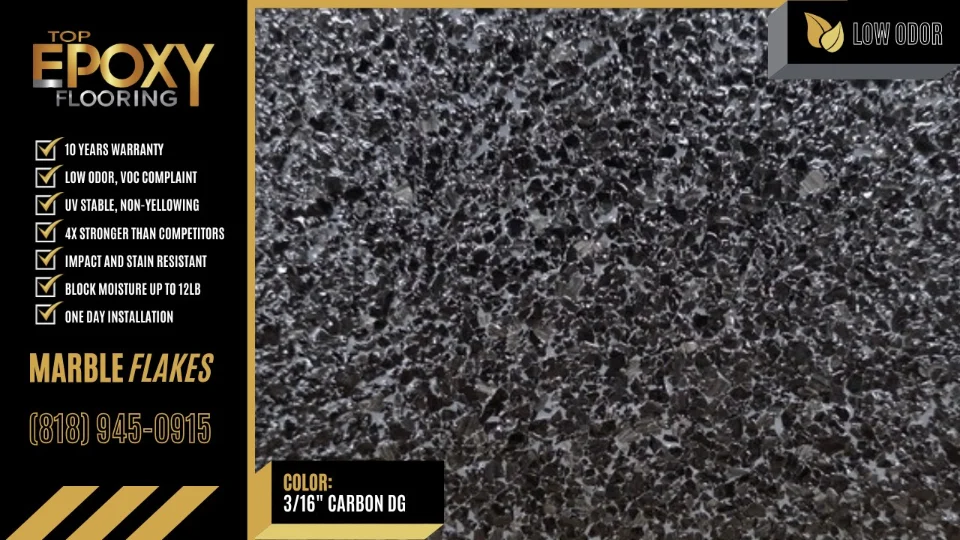 Marble flake epoxy floor colour 3/16" Carbon DG - Top Epoxy Flooring