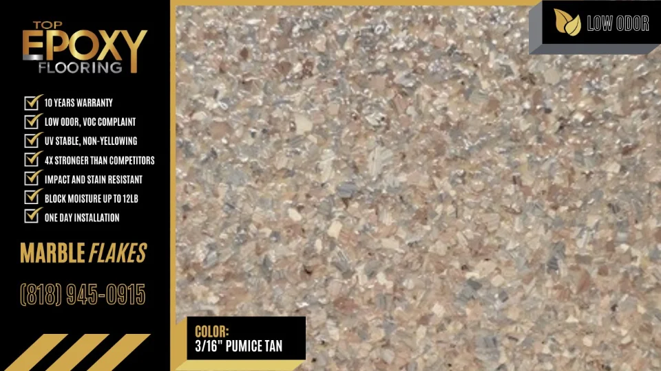 Marble flake epoxy floor colour 3/16" Pumice Tan - Top Epoxy Flooring