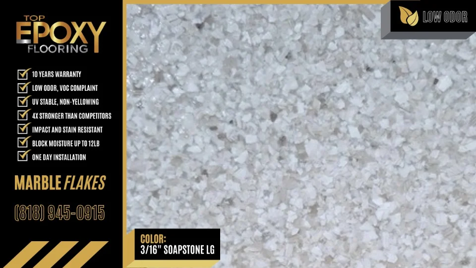Marble flake epoxy floor colour 3/16" Soapstone LG - Top Epoxy Flooring
