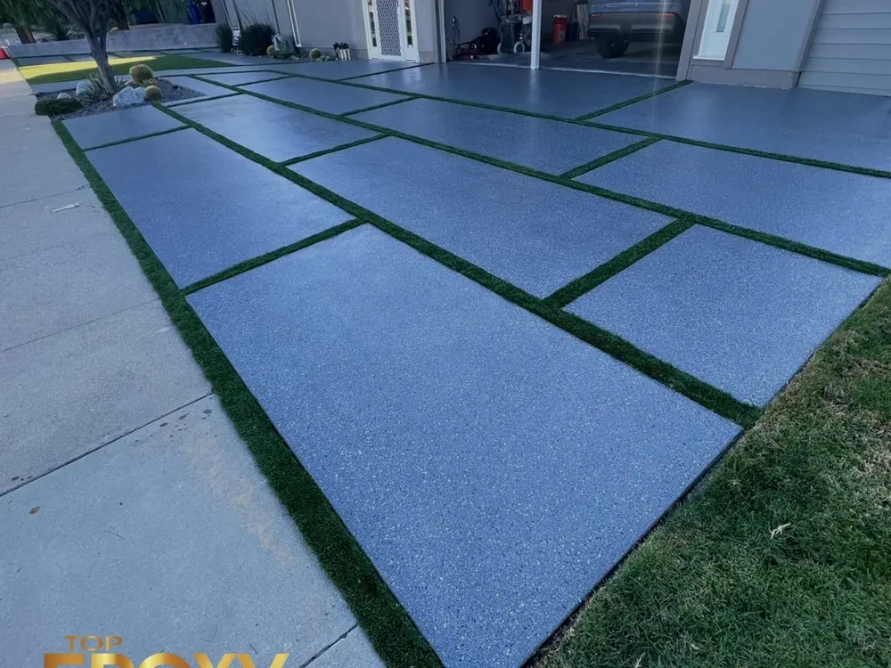 Driveway coating UV-stable polyurea coating across a Canyon Country driveway