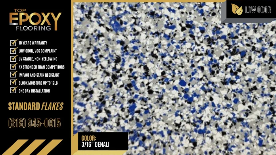 Standard flake epoxy floor colour 3/16" Denali - Top Epoxy Flooring