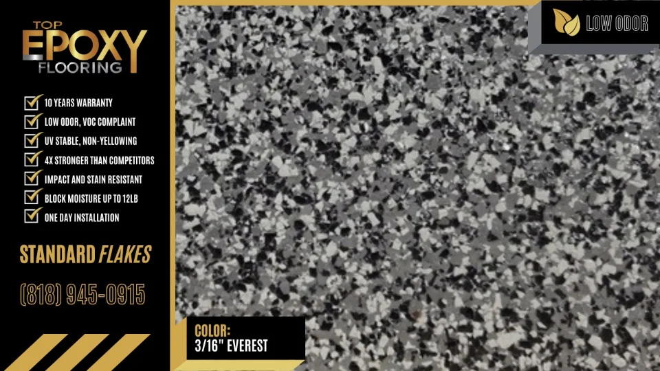 Standard flake epoxy floor colour 3/16" Everest - Top Epoxy Flooring