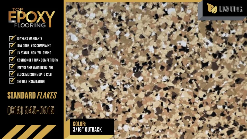 Standard flake epoxy floor colour 3/16" Outback - Top Epoxy Flooring